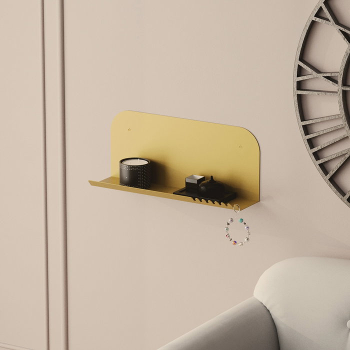 Hanah Home Estantería de Pared de Metal Dorado